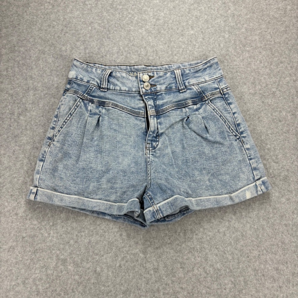 VanillaStar Mom Shorts Womens 11 Blue Acid Wash High Rise Cuffed Denim Retro 90s